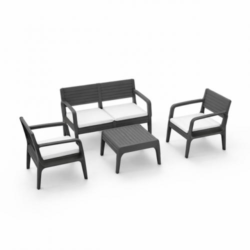 Σετ Καθιστικού Κήπου 4 Τεμαχίων Διθέσιο Ανθρακί ΙΟΣ