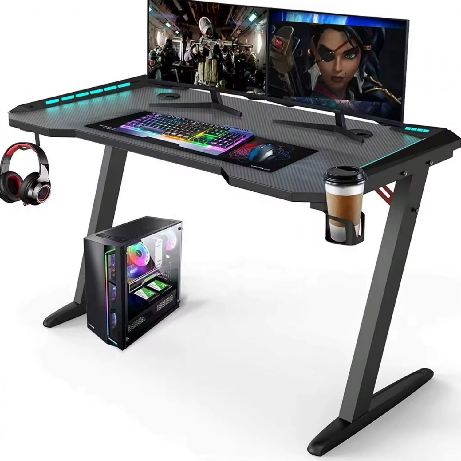 Gaming Γραφείο / Game Table All Black Desktop 120×60×75 cm