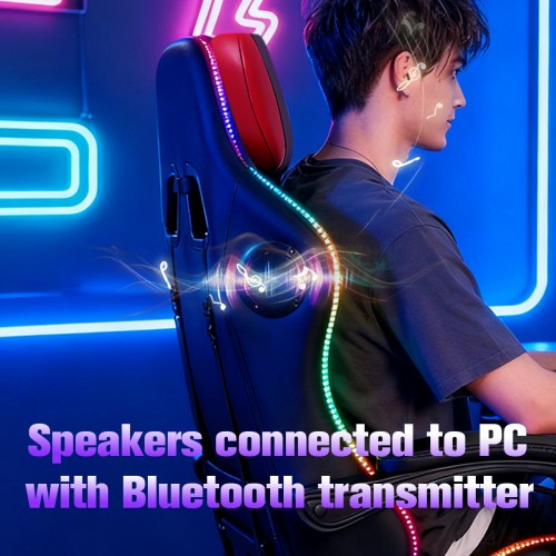 GAMING ΚΑΡΕΚΛΑ ΜΑΥΡΗ/ΚΟΚΚΙΝΗ , ΗΧΕΙΑ, ΜΑΣΑΖ ΚΑΙ BLUETOOTH ΧΑΛΑΣΜΕΝΑ LED ,Οpen Box