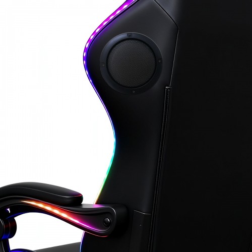 Gaming καρέκλα με μασάζ, ηχεία Bluetooth & RGB LED φωτισμό – εργονομική με υποπόδιο (μαύρο)