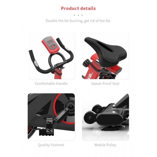 Ποδήλατο Γυμναστικής FITNESS με οθόνη και μετρητή καρδιακών παλμών σε Μαύρο Κόκκινο βάρος τροχού 6kg