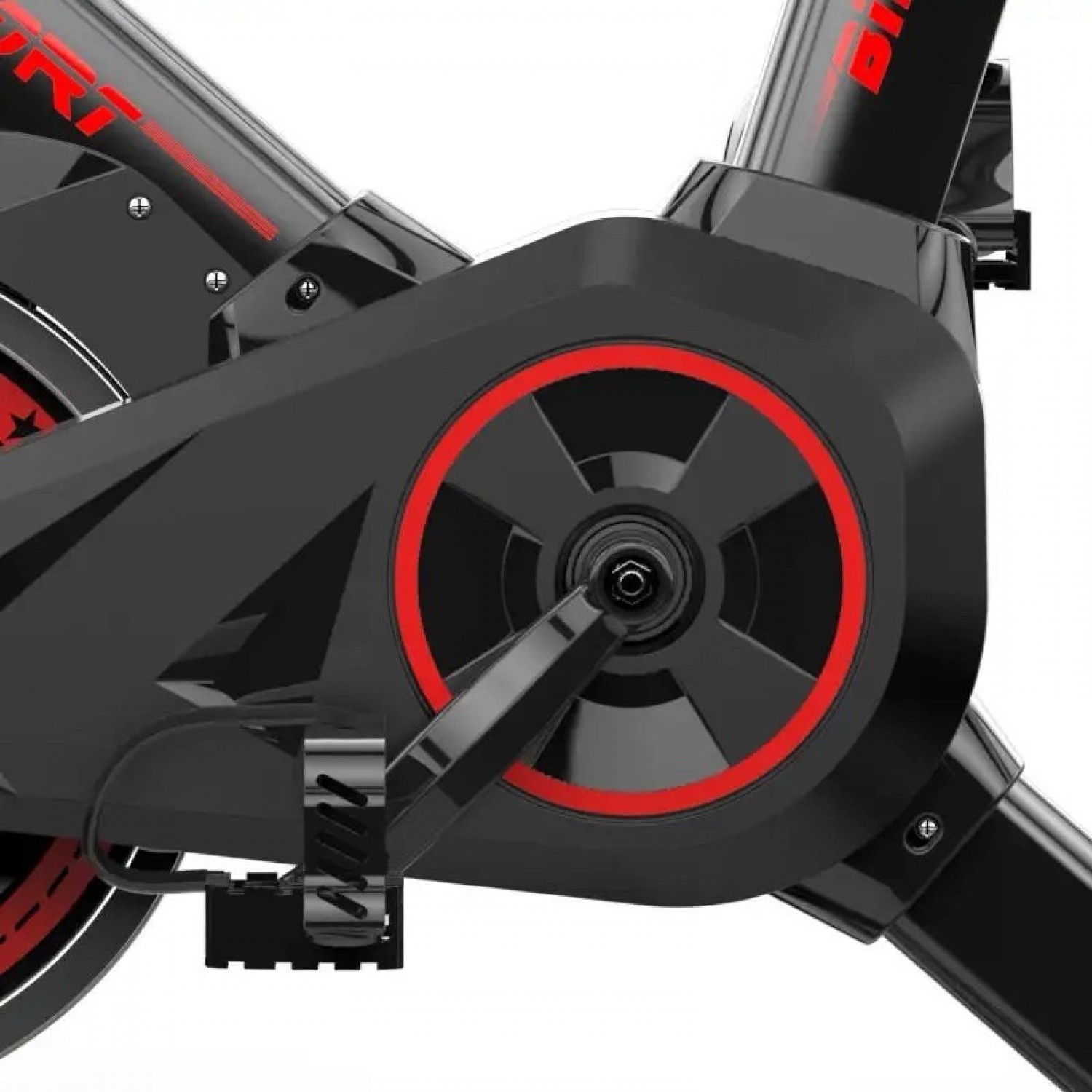 Ποδήλατο Γυμναστικής FITNESS με οθόνη και μετρητή καρδιακών παλμών σε Μαύρο Κόκκινο βάρος τροχού 6kg