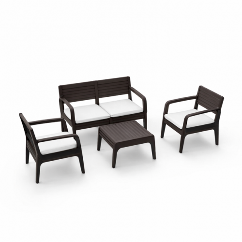 Σετ Καθιστικού Κήπου 4 Τεμαχίων Διθέσιο Καφέ ΙΟΣ