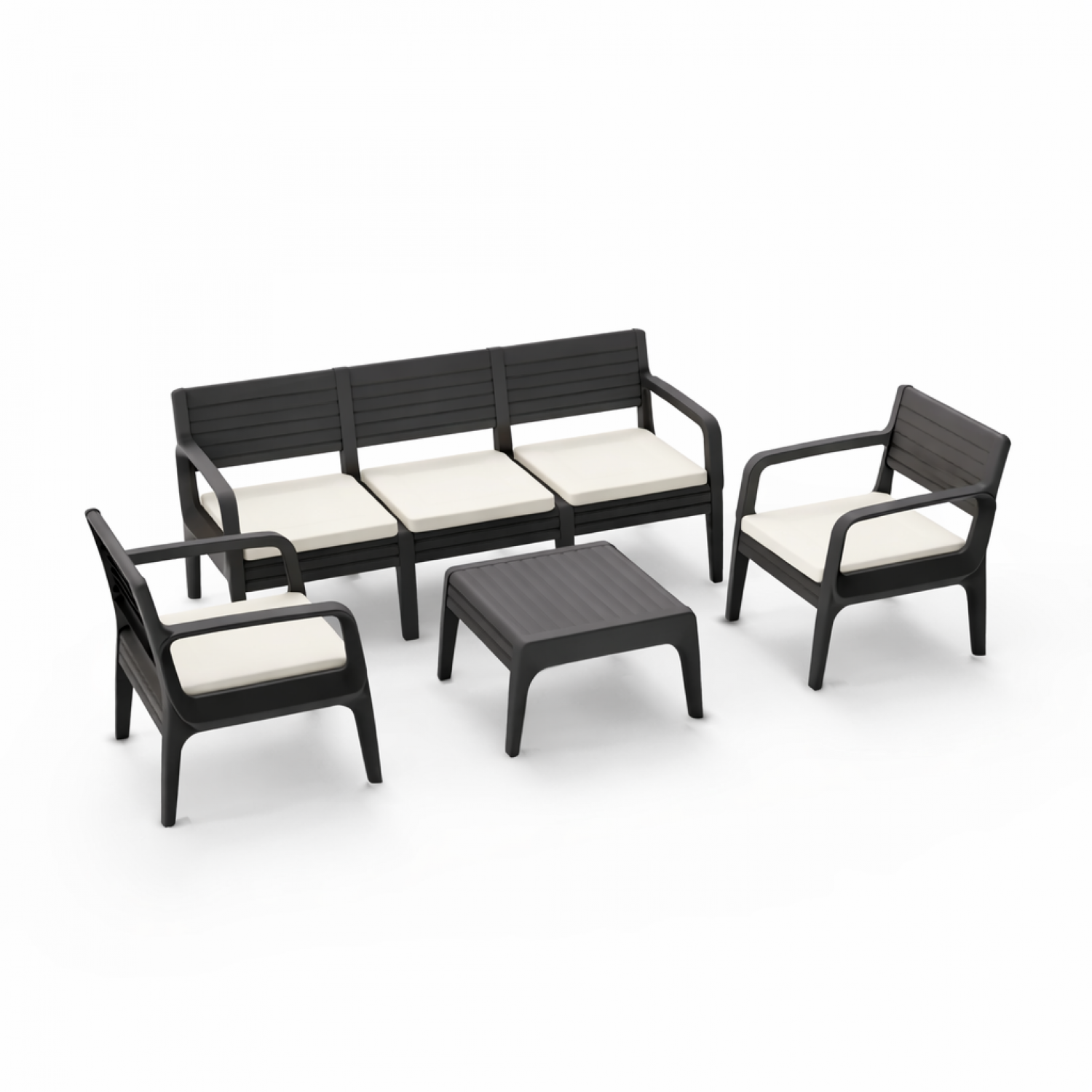 Σετ  Καθιστικού Κήπου 4 Τεμαχίων  Τριθέσιο Ανθρακί ΙΟΣ