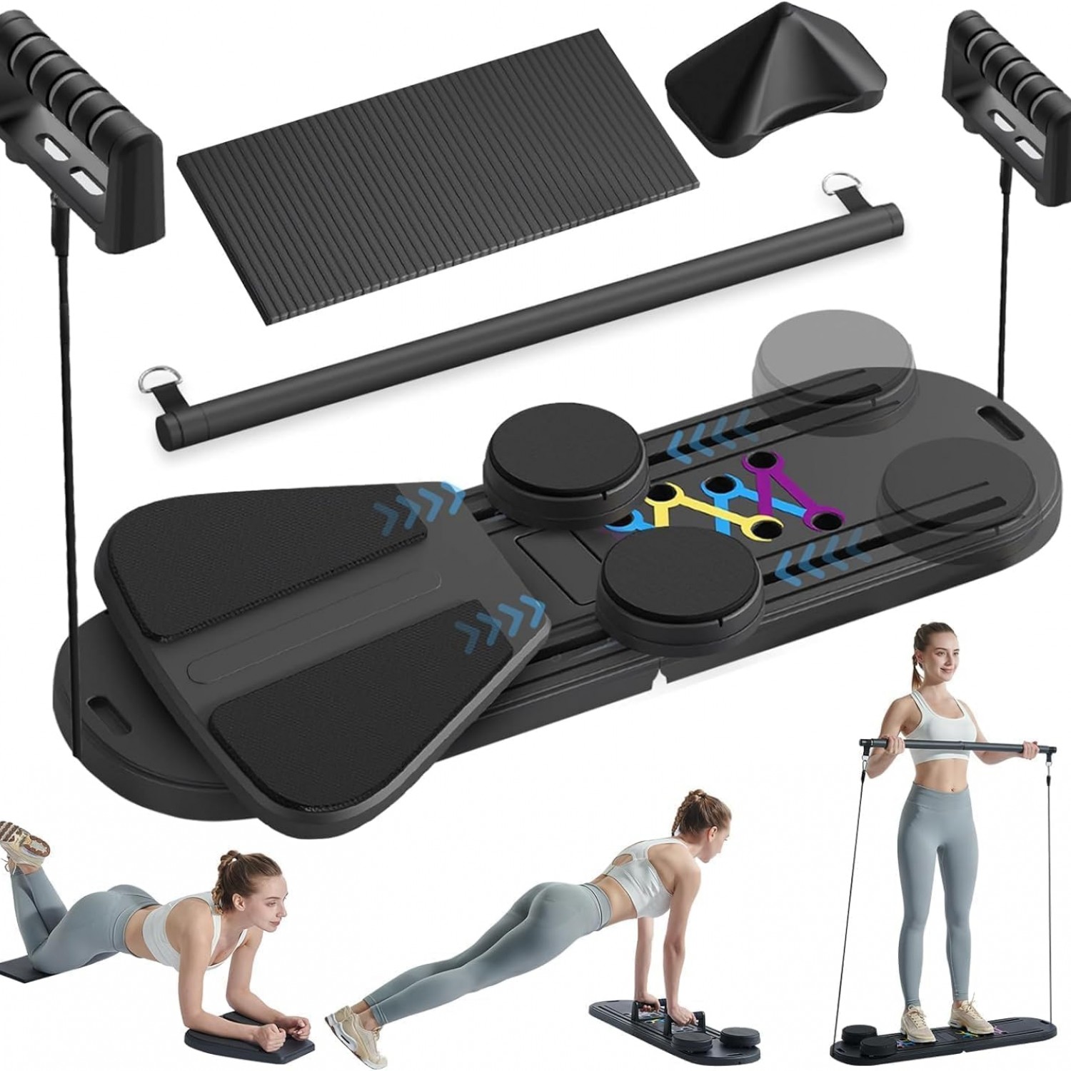 Multi-Function Push Up Board με Λάστιχα Αντίστασης & Σύστημα Ολίσθησης – Full Body Training