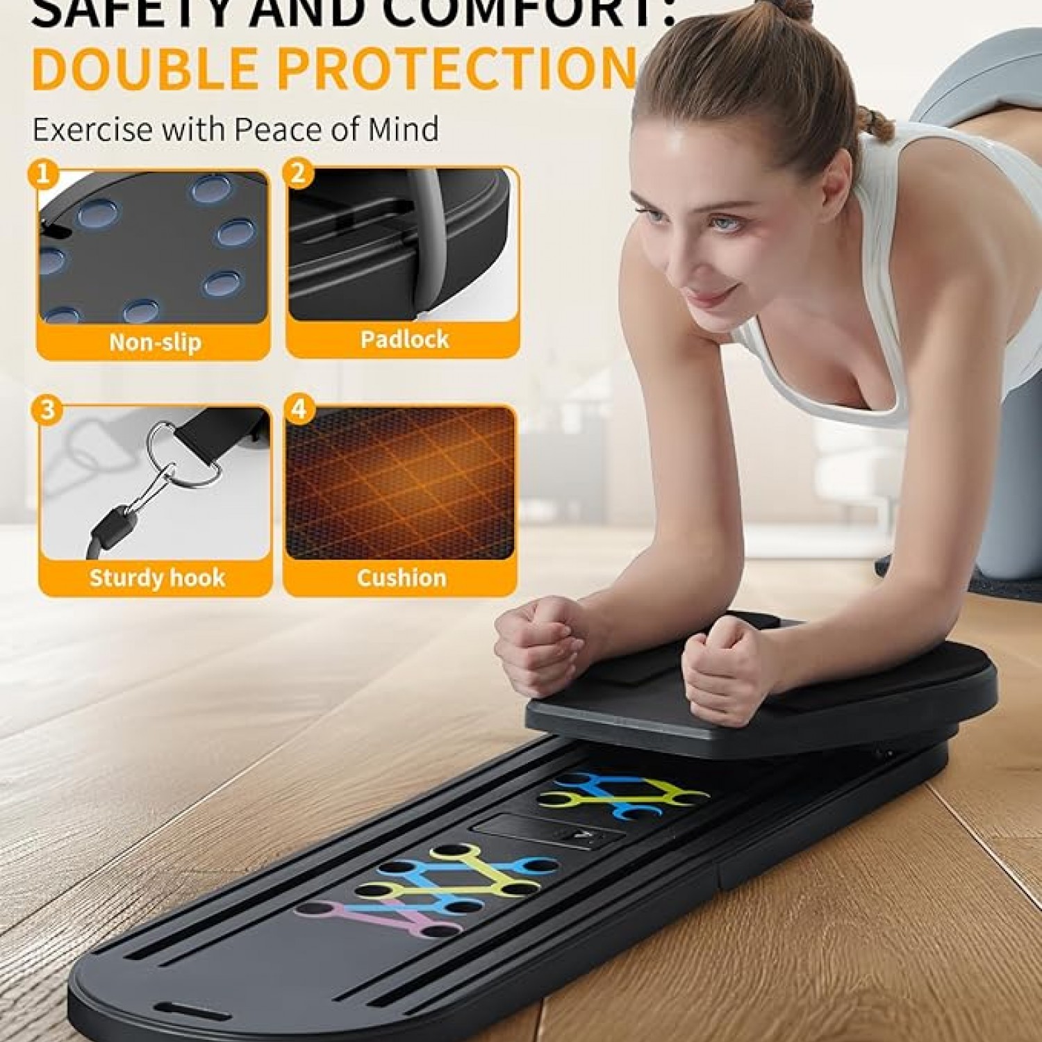 Multi-Function Push Up Board με Λάστιχα Αντίστασης & Σύστημα Ολίσθησης – Full Body Training