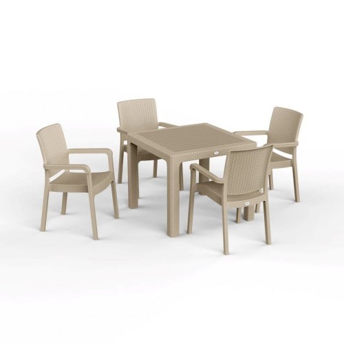 ΣΕΤ NAPOLI ΠΟΛΥΠΡΟΠΥΛΕΝΙΟΥ RATTAN 5 ΤΜΧ ΧΡΩΜΑ CAPPUCCINO