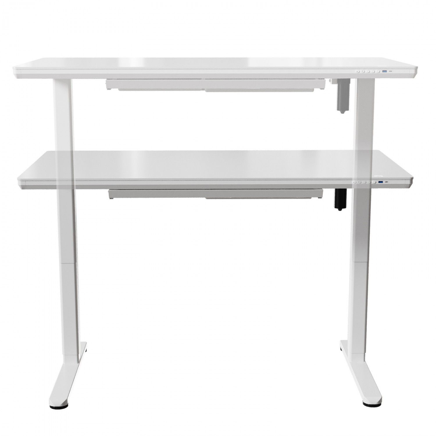Gaming E-DESK G6 120x60cm / Γυαλινη επιφανεια / Ρυθμιζομενο Υψος / USB& C-TYPE  Θυρες / Συρταρι Αποθηκευσης Χρωμα λευκο