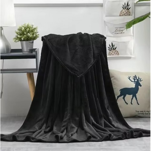 Κουβέρτα Fleece υπέρδιπλη 220*240 βελούδινη Μαύρη 