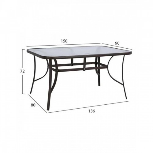 ΤΡΑΠΕΖΙ BRUNO 150X90Χ72Υεκ. ΚΑΦΕ ΜΕΤΑΛΛΙΚΟ ΜΕ ΓΥΑΛΙΝΗ ΕΠΙΦΑΝΕΙΑ 24618