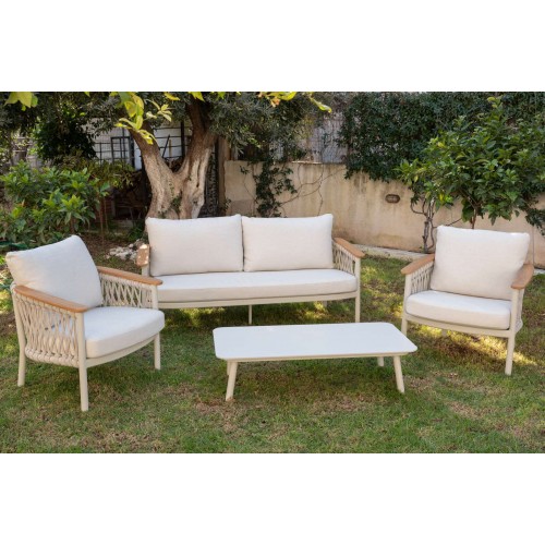 Luxury Σετ Καθιστικού 4 ΤΜΧ Εξωτερικού Χώρου με Πέτρινο Τραπεζάκι