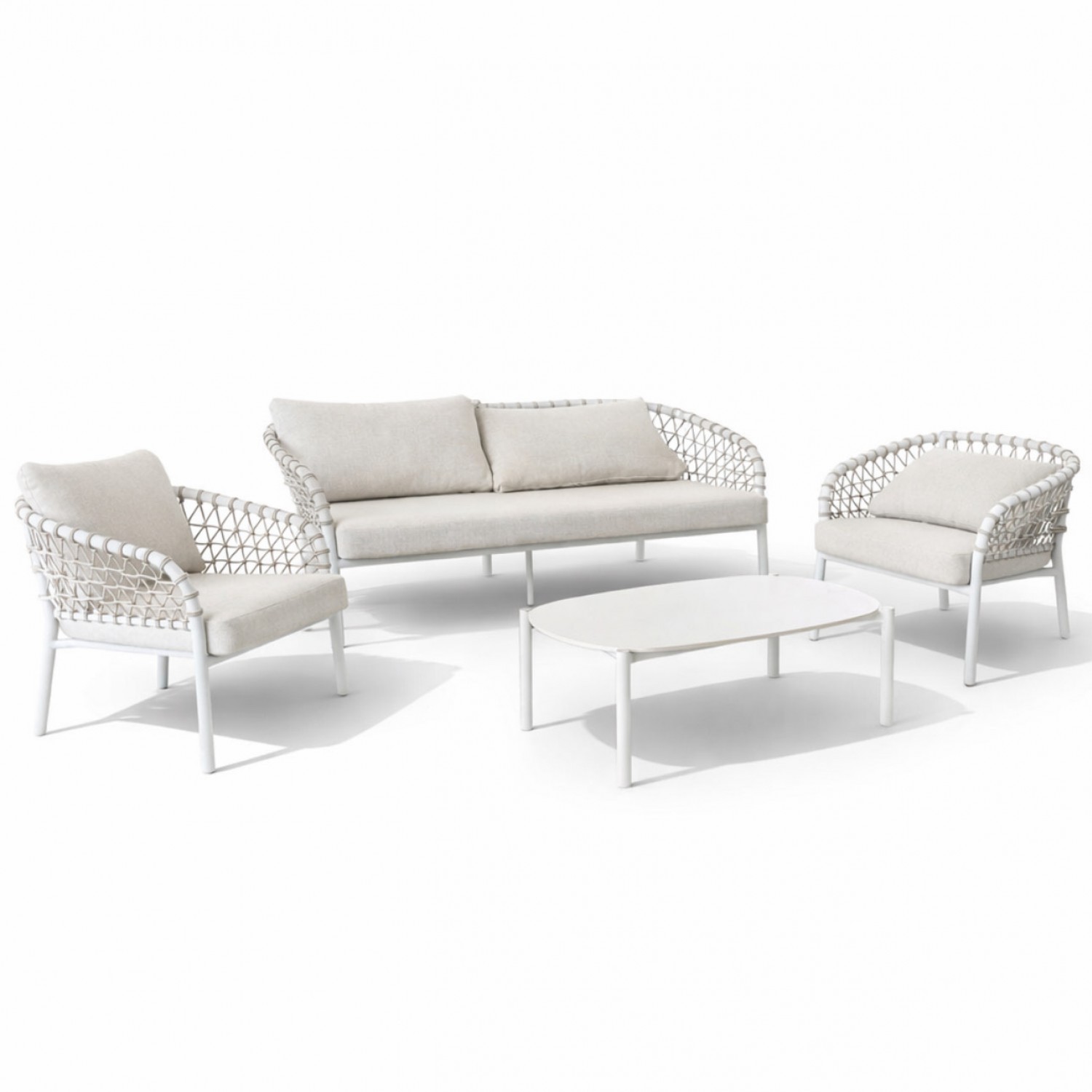 Luxury Σετ Καθιστικού 4 ΤΜΧ Εξωτερικού Χώρου με Πέτρινο Τραπεζάκι