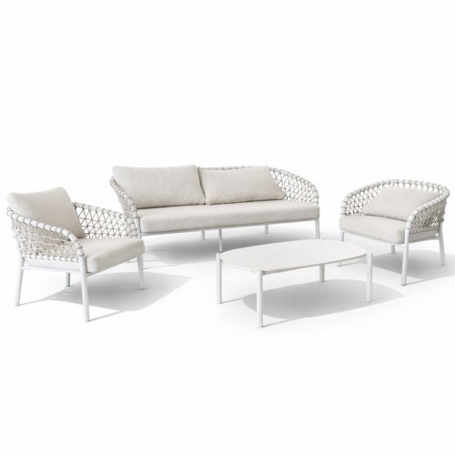 Luxury Σετ Καθιστικού 4 ΤΜΧ Εξωτερικού Χώρου με Πέτρινο Τραπεζάκι