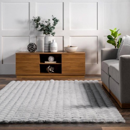 Γούνινο Χαλί Rabbit FUR GEL 160x210cm Γκρι ανοιχτό 