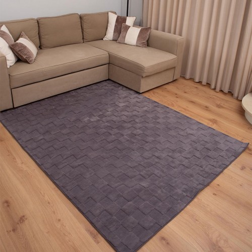 Γούνινο Χαλί Rabbit Kare FUR GEL 160x210cm Γκρί Σκούρο